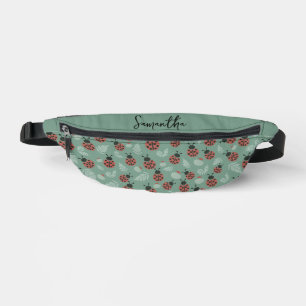 Forest Ladybugs Green Background Bauchtasche