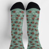 Forest Ladybugs Green Background Socken (Oben)
