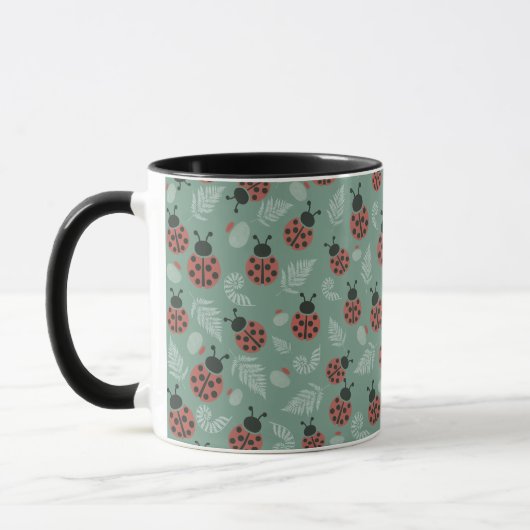 Forest Ladybugs Green Background Tasse (Links)