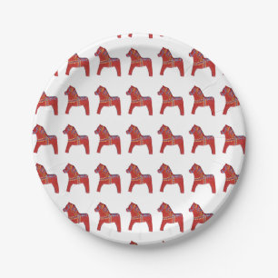Forest Lake Dala Horse Paper Plate Pappteller