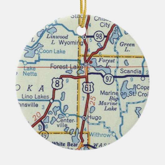 Forest Lake MN Retro Map Keramik Ornament (Vorne)
