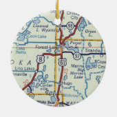Forest Lake MN Retro Map Keramik Ornament (Hinten)
