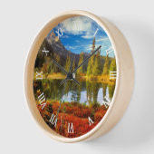 Forest Lake Mountains Herbst Farben Wasserfarbe Ku Uhr (Winkel)