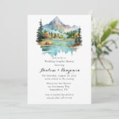 Forest Lakeside Mountain Wedding Couples Dusche Einladung (Stehend Vorderseite)