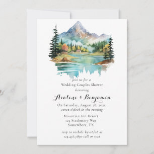 Forest Lakeside Mountain Wedding Couples Dusche Einladung