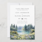 Forest Lakeside Wildflowers Floral Photo Wedding Save The Date (Vorderseite)