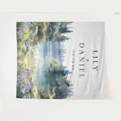 Forest Lakeside Wildflowers Wedding Photo Backdrop Wandteppich (Vorderseite (Horizontal))