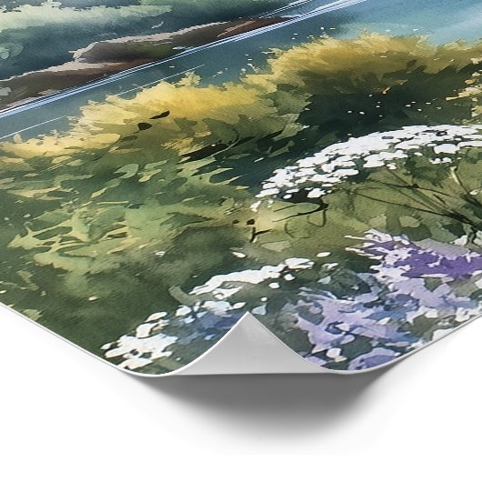 Forest Lakeside Wildflowers Wedding Seating Chart Poster (Ecke)