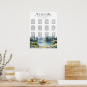 Forest Lakeside Wildflowers Wedding Seating Chart Poster (Küche)