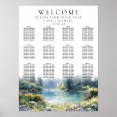 Forest Lakeside Wildflowers Wedding Seating Chart Poster (Vorne)