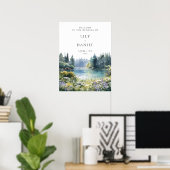 Forest Lakeside Wildflowers Wedding Welcome Sign Poster (Heimbüro)