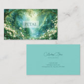 Forest Landscape Waterfall White Rose Floral Visitenkarte (Vorne/Hinten)