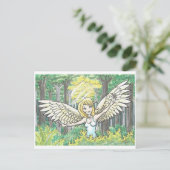 Forest Light Angel Fairy Woods Fantasy Art Print Postkarte (Stehend Vorderseite)