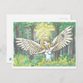 Forest Light Angel Fairy Woods Fantasy Art Print Postkarte (Vorne/Hinten)