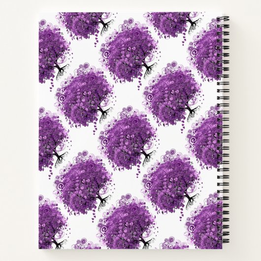 Forest Lila Heart Leaf Tree Hochzeitsplaner Notizblock (Rückseite)