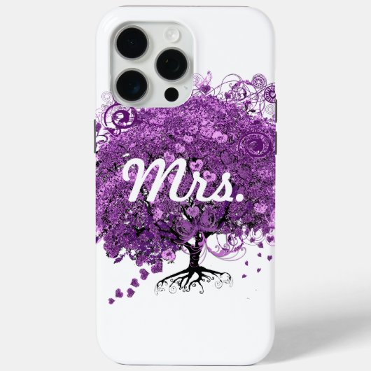 Forest Lila Heart Leaf Tree Wedding Case-Mate iPhone Hülle (Rückseite)