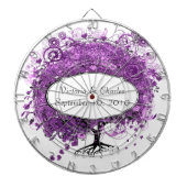 Forest Lila Heart Leaf Tree Wedding Dartscheibe (vorne)