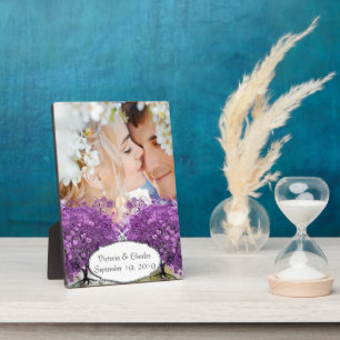 Forest Lila Heart Leaf Tree Wedding Fotoplatte