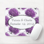 Forest Lila Heart Leaf Tree Wedding Mousepad (Mit Mouse)