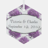 Forest Lila Heart Leaf Tree Wedding Ornament Aus Glas (Vorderseite)