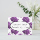 Forest Lila Heart Leaf Tree Wedding Postkarte (Stehend Vorderseite)