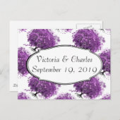 Forest Lila Heart Leaf Tree Wedding Postkarte (Vorne/Hinten)