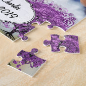 Forest Lila Heart Leaf Tree Wedding Puzzle (Seite)