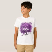 Forest Lila Heart Leaf Tree Wedding T-Shirt (Vorne ganz)