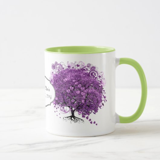 Forest Lila Heart Leaf Tree Wedding Tasse (Rechts)