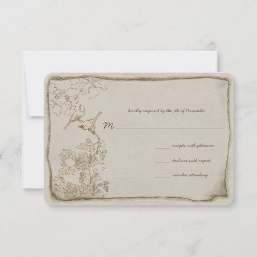 Forest Love Bird Hochzeitseinladungen RSVP Karte (Vorderseite)