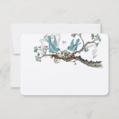 Forest Love Birds Aqua Pink Wedding RSVP Karte (Rückseite)