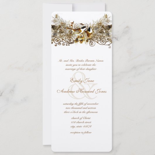 Forest Love Birds Chickadees Wedding Einladung (Vorderseite)