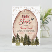 Forest Lumberjack Baby Dusche Einladung (Stehend Vorderseite)