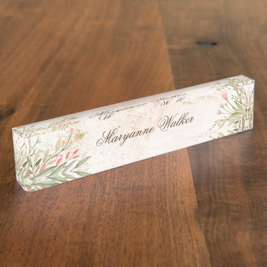 Forest Magic Floral Personalisiert Desk Namplate Namensplakette (Seite)