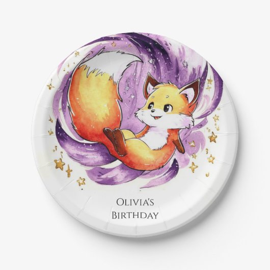 Forest Magical Fox Geburtstag Pappteller (Vorderseite)