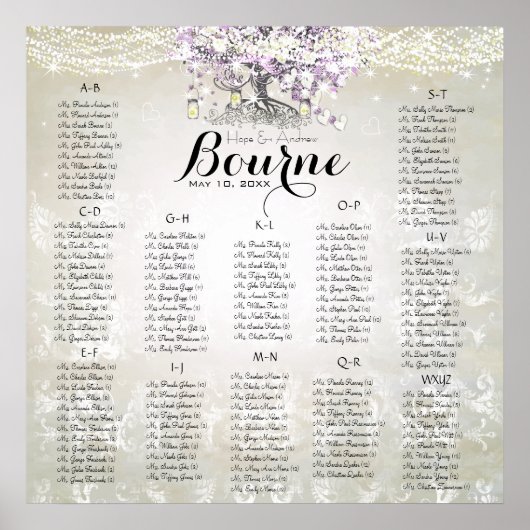 Forest Mason Jar Lavender Heart Leaf Tree Wedding Poster (Vorne)