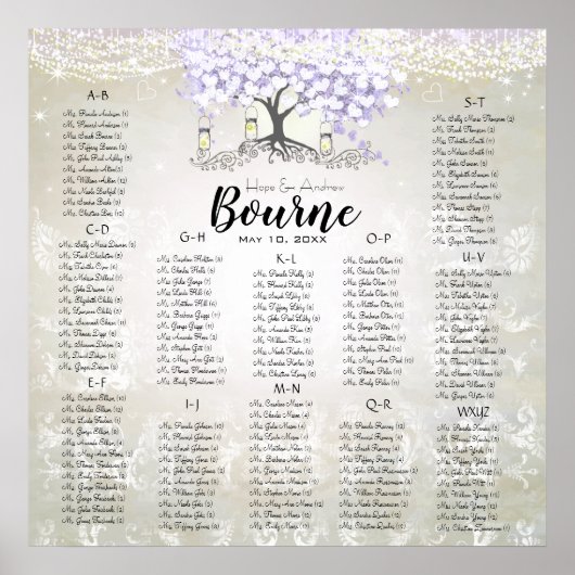 Forest Mason Jar Lavender Heart Leaf Tree Wedding Poster (Vorne)