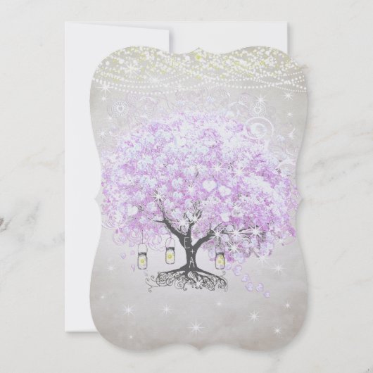 Forest Mason Jar Lavender Leaf Tree Wedding Einladung (Rückseite)