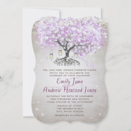 Forest Mason Jar Lavender Leaf Tree Wedding Einladung