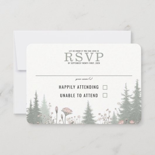 Forest Meadow Wedding RSVP Karte (Vorderseite)