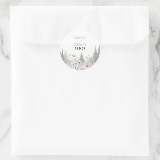 Forest Meadow Wedding Runder Aufkleber (Tasche)
