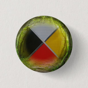 Forest Medicine Wheel Small Round Button
