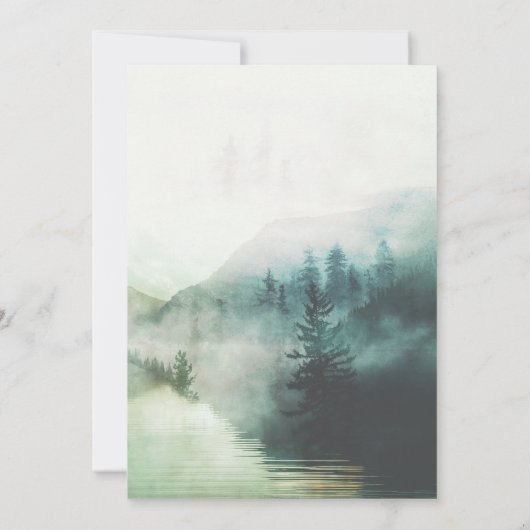 Forest Mist Adventure Mountains Kinderdusche Einladung (Rückseite)