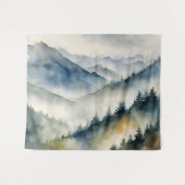 Forest Mist Wasserfarbe Malerei Wandteppich (Vorderseite (Horizontal))
