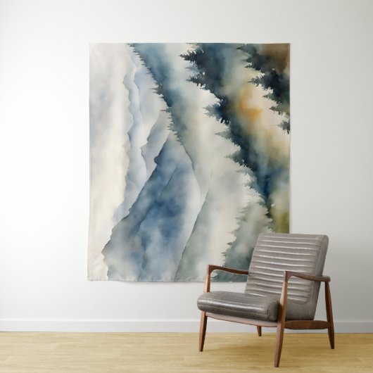 Forest Mist Wasserfarbe Malerei Wandteppich (Beispiel)