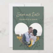 Forest Modern Foto Herzrahmen Save the Date Einladung (Vorderseite)