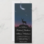 Forest Moon Night Sky Shooting Stars Deer Wedding Einladung (Vorderseite)