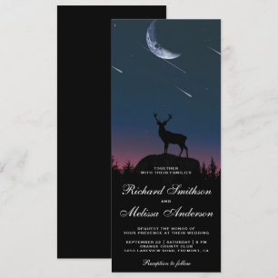 Forest Moon Night Sky Shooting Stars Deer Wedding Einladung