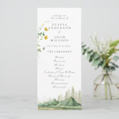 Forest Mountain Boho Wildblume Rustikale Hochzeit Programm (Stehend Vorderseite)