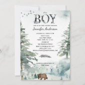 Forest Mountain Boy Country Bear Deer Baby Dusche Einladung (Vorderseite)